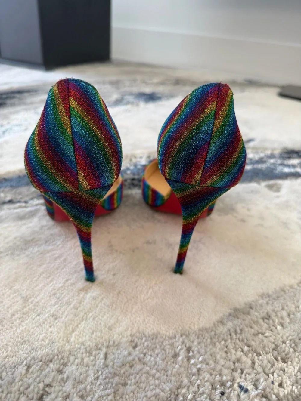 Christian Louboutin Multicolor Rainbow Glitter Pointed Pumps - Picture 2 of 5